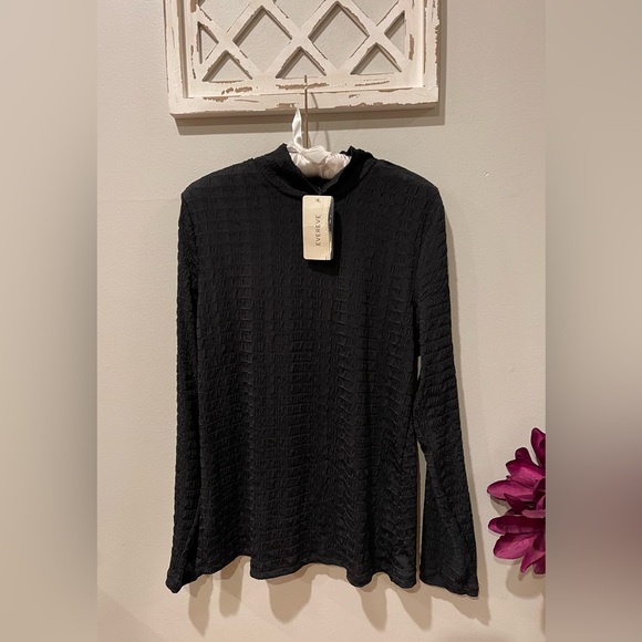 New Evereve Sanctuary Textured Mock Neck Top In Black Size XL - Picture 4 of 16